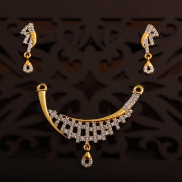 m.s pendant set plain casting unique by Aaj Gold Palace